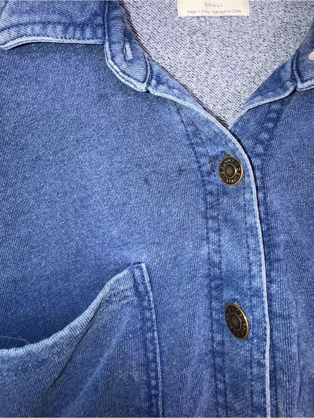 Z Supply All Day Knit Denim Jacket Vintage Indigo Button Front Shacket - Picture 7 of 14